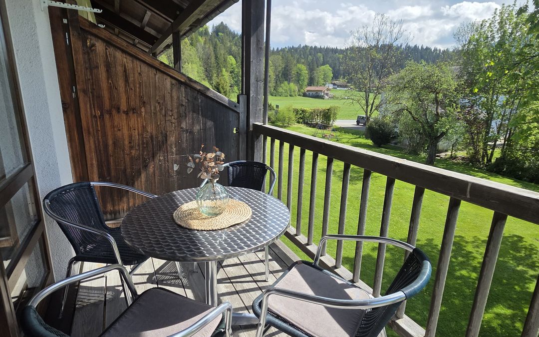 Ferienwohnung, Balkon mit Bergblick